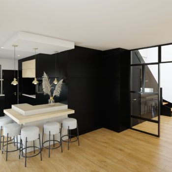 Réalisation espace cuisine et entrée verrière art déco Réalisation espace cuisine et entrée verrière art déco