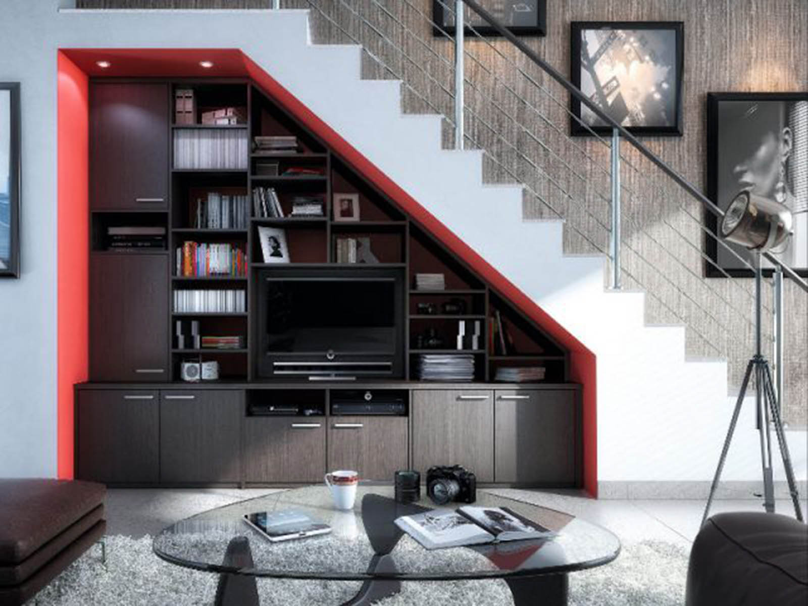 Aménager l’espace sous un escalier Salon VIVING